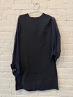 Scanlan Theodore Navy Crepe Dress Sheer Sleeves Size S