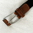 Testoni Woven Belt Men s Size 36 Black Brown Leather Buckle Basic Classic