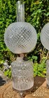 Lovely Rare Pair Of Original Victorian Miniature Clear Cut Glass Oil Lamps