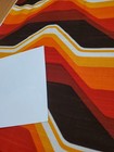 Awesome Rare Vintage Mid Century Retro 70s Yel Org Red Pyramids Lines Fabric 