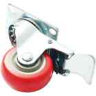 8 Pack 4 Inch Caster Wheels Swivel Plate With Brake Red Polyurethane Pu