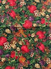 Christmas Holiday Tablecloth Green Hollly Berry Fruit Flowers Colorful Fabric