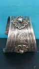 Antique Sterling Silver Handmade Cuff Bangle Bracelet With Enamel 