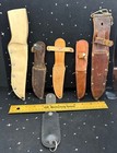 Vintage Leather Knife Sheaths Lot Of 6 For Belt