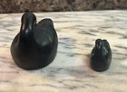 Pair Of Vintage Carved Stone Black Ducks Figurines - Shetland Isles Gallery