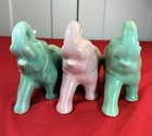 Vtg Ceramic Elephant Planters Lot 3 Trunk Up Pink Aqua Mcm 1950s 6    Retro Decor