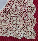 Antique Wedding Lace Handkerchief Victorian Silk Maltese Bobbin Lace  -12 5 In 