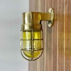 Yellow Globe Solid Brass Dock Light Nautical Wall Fixture