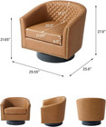 Faux Leather Swivel Accent Chairs Set Of 4  Barrel Club Armchair  Coffee