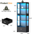 Display Cabinet With Glass Doors - 67  Curio Cabinet With Rgb Led Lights And Dra