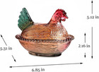 Vintage Glass Hen On Nest Dish With Lid - Large Pedestal Rooster Glass Candy Bo