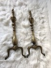 Vintage Cast Iron Brass Fireplace Andirons Set
