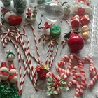 Christmas Crafting Diy Lot Mixed Vintage Candy Cane Trees Flocked 80  Assemblage