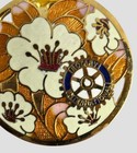 2 Rotary International Enameled Floral Pins