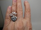 Mexico Taxco Heart Prickly Pear Cactus Sterling Silver 925 Adjustable Ring New