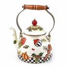 Mackenzie-childs Deck The Halls 2 Quart Tea Kettle Christmas Kitchen White New