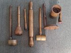 Antique Primitive Hanging Wooden Utensils Tools 8 Piece Complete Set