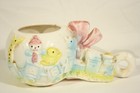 Vintage Baby Rattle Planter Ceramic Nursery Decor 3 x7  Pastel Animals Abc Block