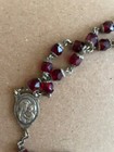 Vintage Rosary Antique Brass W  Red Ruby Garnet Glass Beads Catholic Brass