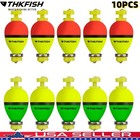 10pc 3size Fishing Bobbers Floats Weighted Bobbers Foam Snap-on Floats Ball Oval