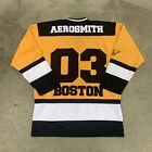 Aerosmith Hockey Jersey Mens Medium Black Yellow Aero Force One 2003 Boston