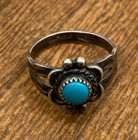 Vintage Navajo Bell Trading Post  Sterling Turquoise Fred Harvey Era Ring - Sz 4