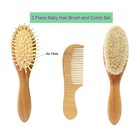 Molylove 3 Piece Baby Hair Brush And Comb Set For Newborn   Toddlers- Natural   