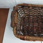 Vintage Small Rectangular Wicker Basket With  Wooden Handles 9x8x4 