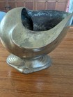 6    Brass  shell Nautilus Footed Planter Midcentury Mcm Vintage Beach Seashell