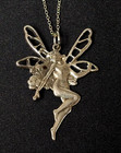 Oma Signed Mexico Art Deco 925 Sterling Winged Nude Fairy Pendant Necklace - 18 