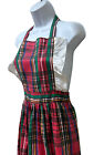 Vintage Red Plaid Ruffle Open Tie Back Apron Pinafore Cottagecore Christmas
