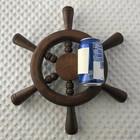 Wooden Ship Wheel Nautical Wall Decoration 14 7 8  Long Dark Wood Vintage 