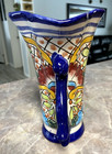 Talavera Mexican Folk Art Vase  Hand Painted With Vibrant Colors 