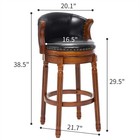 Cow Top Leather Wood Bar Stools 29 5  Seat Height Swivel Bar Chair With Backs