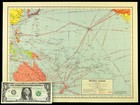 Vintage South Pacific Ocean Map Islands Australia Oceania Original Antique