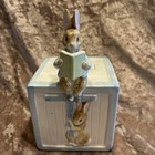 Vintage Peter Rabbit Schmid Coin Bank 1990 Ceramic Children   s Alphabet Block