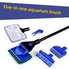 5in1 Aquarium Fish Tank Glass Cleaner Algae Scraper Long Handle Pro Tool