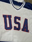 New Usa Hockey Jersey White Sewn Stitched Mens Medium Fight Strap Heavier Weight
