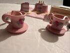 Vintage 1998 Fisher Price Briarberry Bear Tea Set Cake Plate Basket Cups Cloth