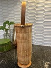Nantucket Lightship Style Basket  11  Tall Woven Rattan Wood Base And Handle