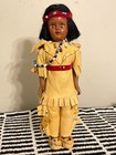 Vintage 14in Native American Wood  fabric Teepee   2 Native American Indian Doll