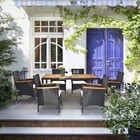 7pcs Garden Patio Rattan Wicker Sofa Furniture Set Table Chairs Acacia Wood Top
