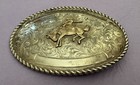 Vtg Schaezlein Sterling Silver   Gold Rodeo All Around Cowboy Trophy Belt Buckle