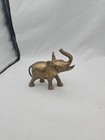 Vintage Solid Brass Elephant  Figurine Trunk Up 4 5  Tall