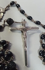 Large Sterling Crucifix Rosary Highly Detailed  Italy 