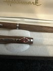 Vintage Hallmark Wood Mechanical Pencil   Ball Point Pen Set In Case Never Used