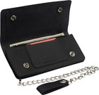 Leather Men Motorcycle Trucker Biker Chain Wallet With Inside Zipper  Black