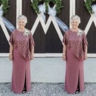 Mother Of The Bride Dress Chiffon Lace Applique 3 4 Sleeve Wedding Evening Gown