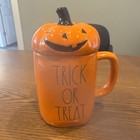 Rae Dunn Halloween By Magenta Trick Or Treat Orange Mug With Pumpkin Topper