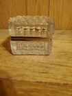 Vintage French Cut Crystal Jewelry Box Antique Heavy Square Golden Rim 3 1 4